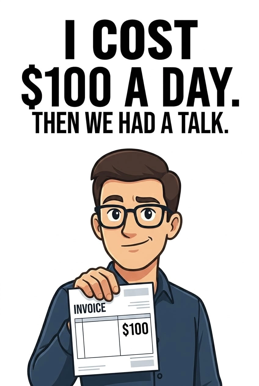 Invoice — I cost $100 a day, then we had a talk